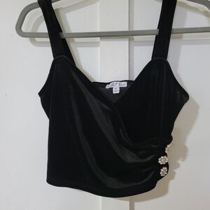 Velvet Black Top with Embellishments
